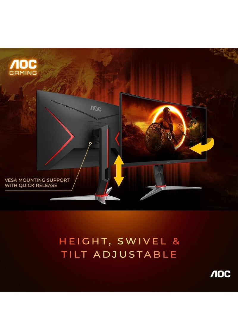 AOC - AOC C27G2Z 27 Inches Curved Frameless Ultra-Fast Gaming Monitor, FHD 1080p, 0.5ms 240Hz, FreeSync, HDMI/DP/VGA, Height Adjustable Black - Image 1