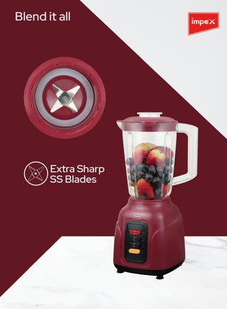 خلاط مطبخ كهربائي على سطح الطاولة وخلاط سعة 1.5 لتر، وعاء PS غير قابل للكسر، محرك قوي 400 واط، 2 تحكم في السرعة مع نبض، 1.5 لتر، 400 واط، BL 3500 ماروني - view 4