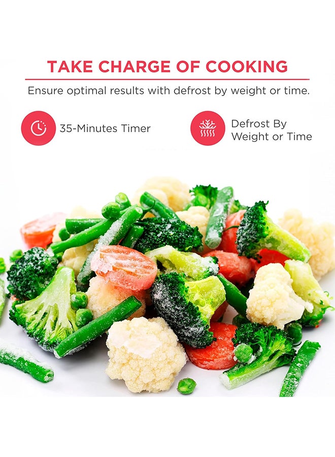 BLACK+DECKER Microwave Oven, 20L, 700W, 5 Power Levels, Defrost Function, 35-Min Timer, 255mm Glass Turntable for Even Cooking, Easy-Clean Cavity, Stylish Chrome Knobs 20 L 700 W MZ2005P-B5 Black - Image 4