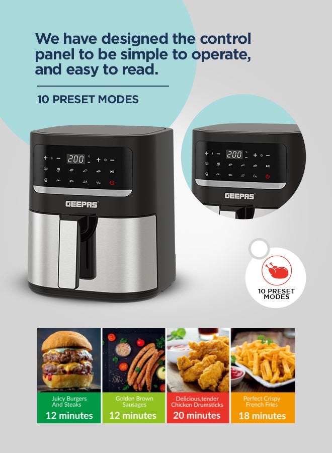 Digital Air Fryer With Vortx Air Frying Technology Oil-Free Cooking 4.5 L 1600 W GAF37517N Black/Silver - pnsku/N70056620V/45/_/1722184419/70e690c2-bc70-4c78-938c-e74f4845ddc8