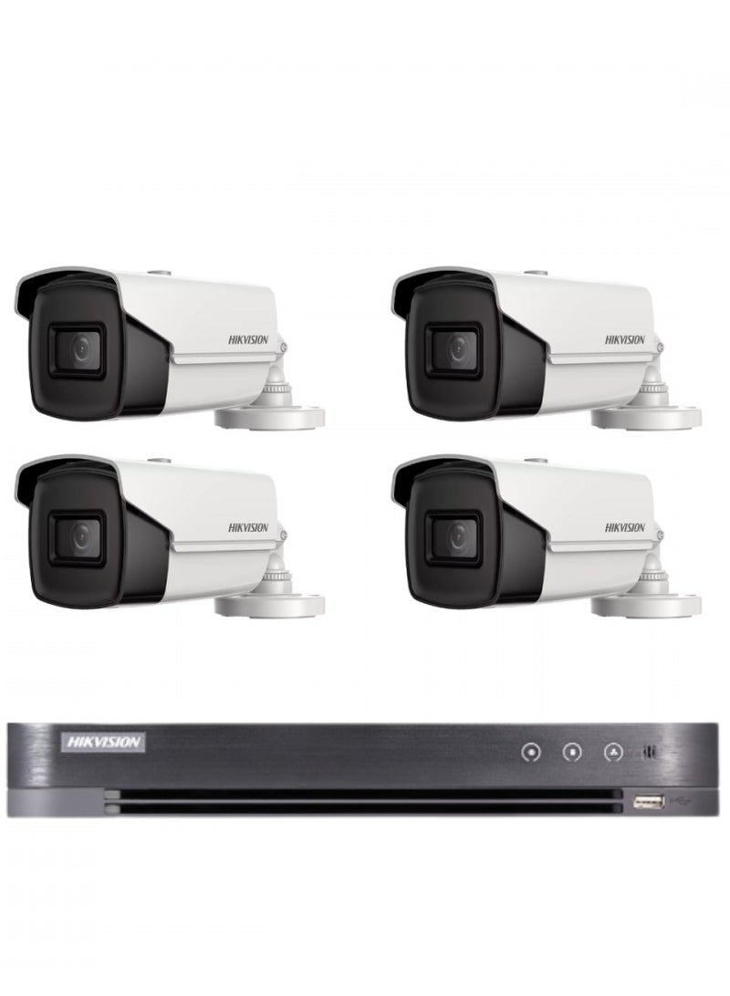 HIKVISION 4 Cameras 8 Megapixel Outdoor Night Vision 60 Meters With Channel Recording Device HD  - Image 1