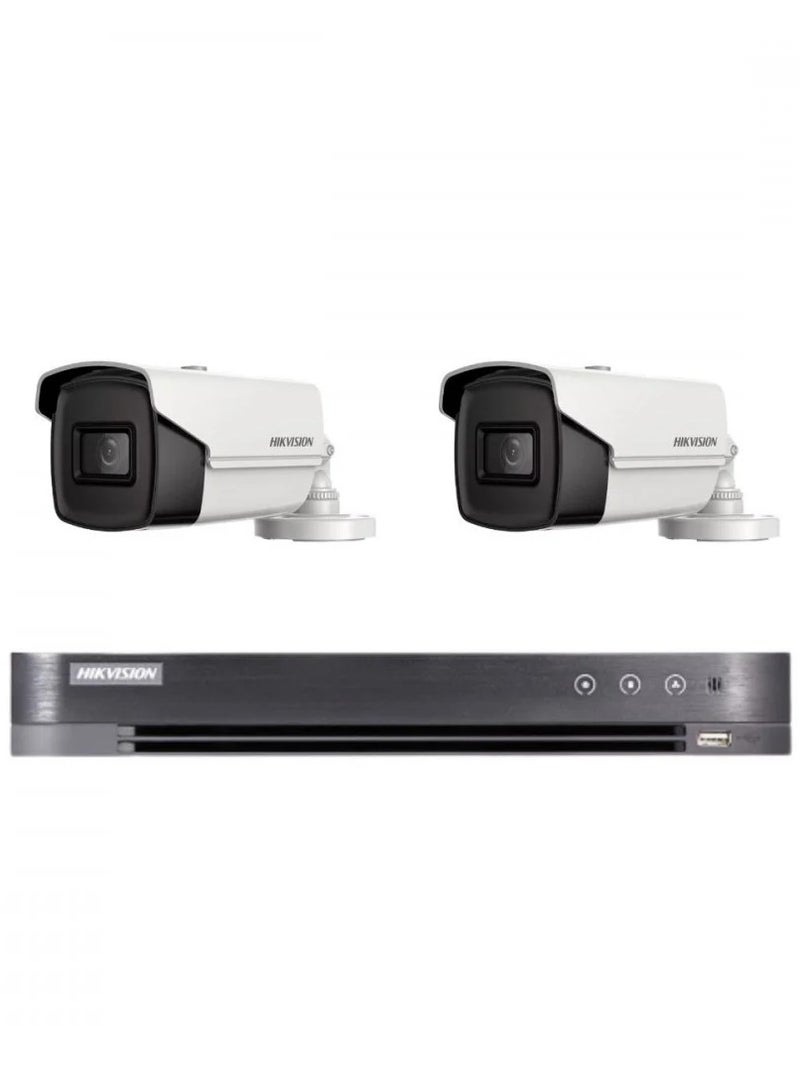 HIKVISION 2 Cameras 8 MP Outdoor Night Vision 60 Meters With 4 Channel Recording Device HD  - Image 1