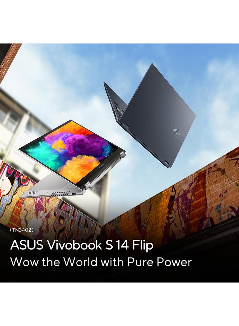 أسوس كمبيوتر محمول Vivobook S 14 Flip 2 في 1 قابل للتحويل (2023) بشاشة مقاس 14 بوصة، ومعالج AMD Ryzen 5-7530U/ذاكرة وصول عشوائي سعتها 8 جيجابايت/محرك أقراص SSD سعة 512 جيجابايت/بطاقة رسومات AMD Radeon مشتركة/نظام التشغيل Windows 11 Pro - Image 2
