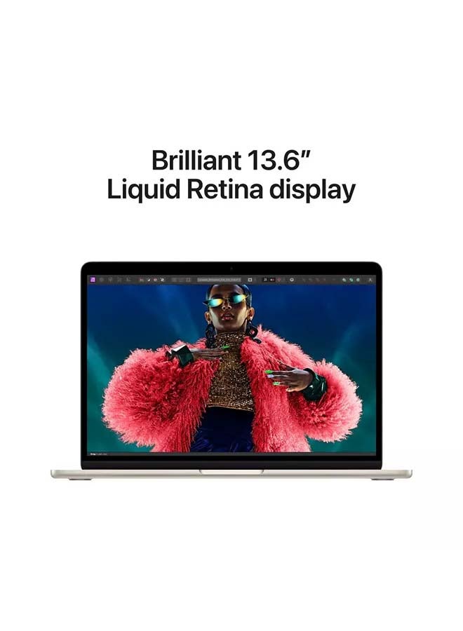Apple MacBook Air MRXU3 | 13.6 Inch Display | Apple M3 Chip | 8-Core CPU and 10-Core GPU | 8GB RAM | 512GB SSD | macOS | English And Arabic Keyboard | Starlight - Image 5