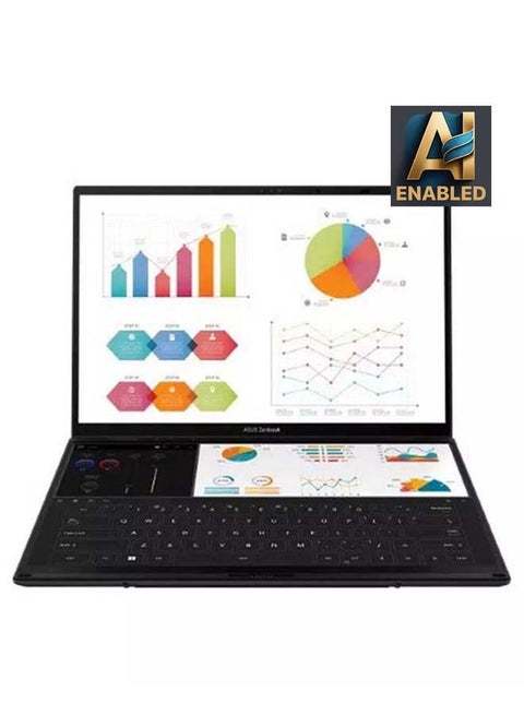 Zenbook Duo Laptop With 14-Inch 3K (2880x1800) OLED Display, Core U7-155H Processor/16GB RAM/1TB SSD/Windows 11 English/Arabic Inkwell Gray