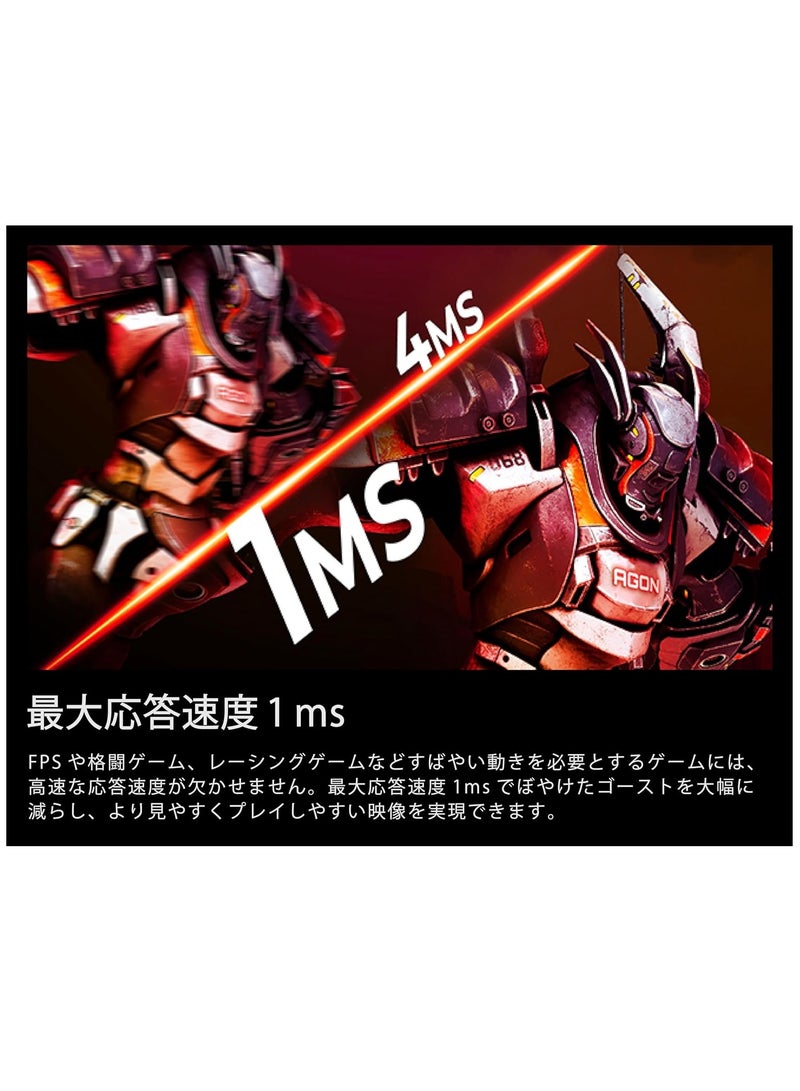 AOC 24G4 24 (IPS) Gaming Monitor, FHD 1920×1080 Display,180Hz, 1ms(GtG), HDR10, HDMI 2.0 x 1, DisplayPort 1.4 x 1, Adaptive Sync, 16.7 M Display Colors & Adjustable Stand Black & Red  - Image 3