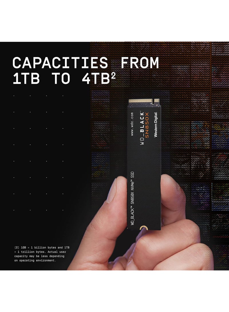 WD - SN850X NVMe PCIe 4.0 Gaming Internal SSD, Up to 7300 MB/s Sequential Read & 6300 MB/s Write Speeds, M.2 2280, 1.75 Million Hours MTTF600TB Endurance | WDS100T2X0E 1 TB - Image 1