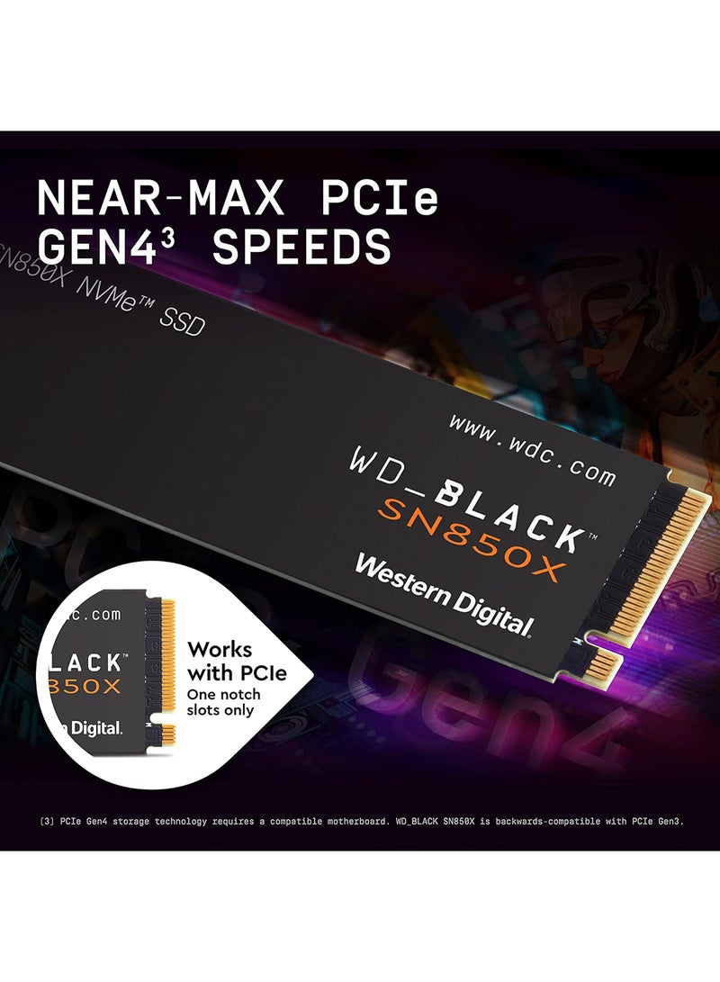WD - SN850X NVMe PCIe 4.0 Gaming Internal SSD, Up to 7300 MB/s Sequential Read & 6300 MB/s Write Speeds, M.2 2280, 1.75 Million Hours MTTF600TB Endurance | WDS100T2X0E 1 TB - Image 1