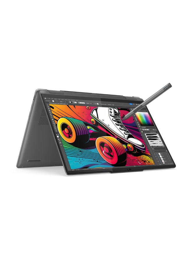 لينوفو - لابتوب يوجا 7 14IML9 2 في 1 قابل للتحويل بشاشة OLED مقاس 14 بوصة ودقة 2.8K ومعالج كور i7 وذاكرة وصول عشوائي رام سعة 16 جيجابايت ومحرك أقراص اس اس دي سعة 1 تيرابايت ونظام تشغيل ويندوز 11 ومعالج انتل ايريس اكس اي مدمج الإنجليزية/العربية رمادي عاصفي - Image 1