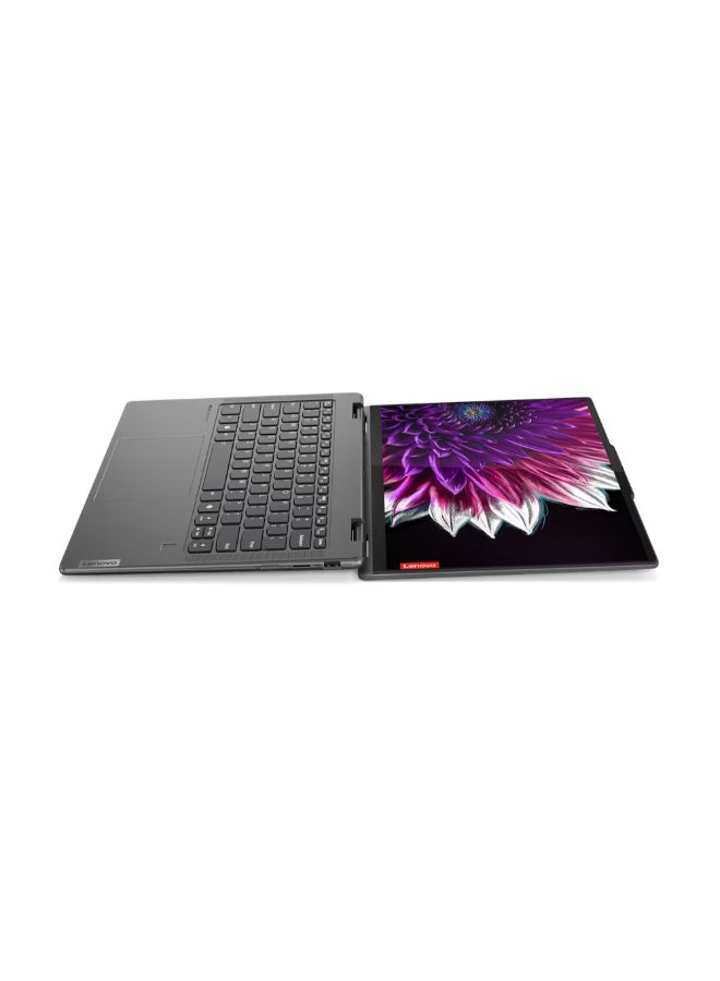 لينوفو - لابتوب يوجا 7 14IML9 2 في 1 قابل للتحويل بشاشة OLED مقاس 14 بوصة ودقة 2.8K ومعالج كور i7 وذاكرة وصول عشوائي رام سعة 16 جيجابايت ومحرك أقراص اس اس دي سعة 1 تيرابايت ونظام تشغيل ويندوز 11 ومعالج انتل ايريس اكس اي مدمج الإنجليزية/العربية رمادي عاصفي - Image 1