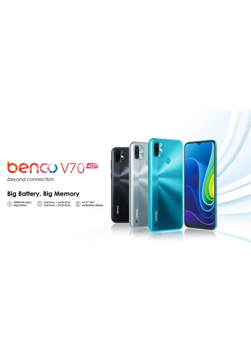 benco V70 Dual SIM Cyan Blue 2GB RAM 64GB 4G LTE - Middle East Version  - Image 2