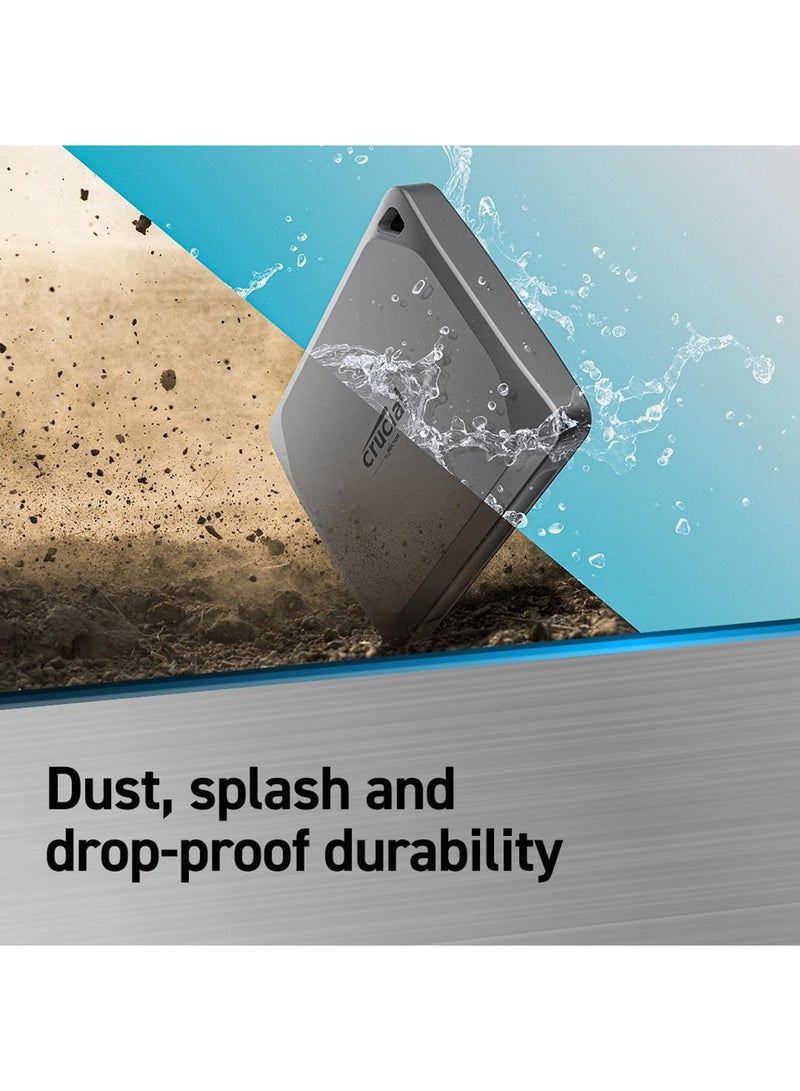 crucial - X9 Pro 1TB Portable SSD - Up to 1050MB/s Read and Write - Water and dust Resistant, PC and Mac, with Mylio Photos+ Offer - USB 3.2 External Solid State Drive - CT1000X9PROSSD902 1 TB - Image 1