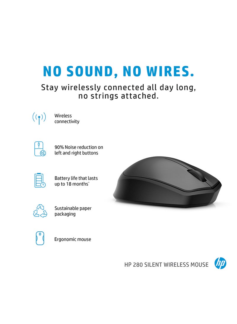 HP - 280 Silent Wireless Mouse Black - Image 1