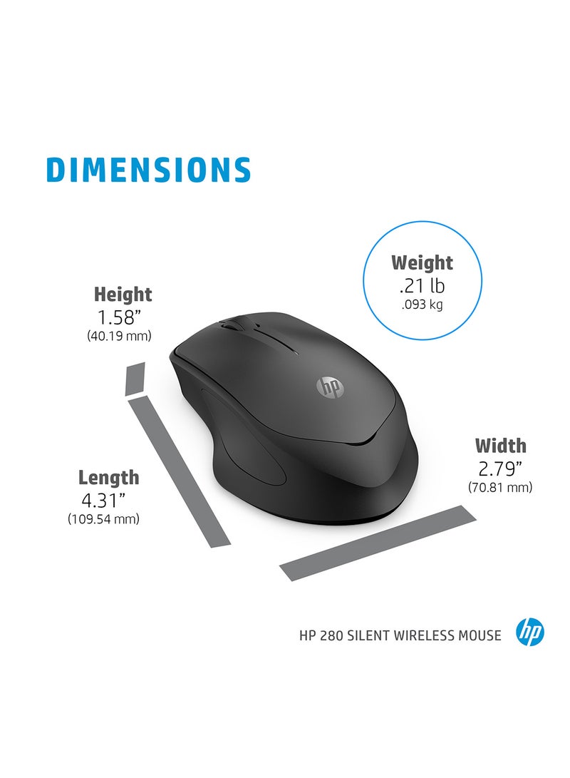 HP - 280 Silent Wireless Mouse Black - Image 1