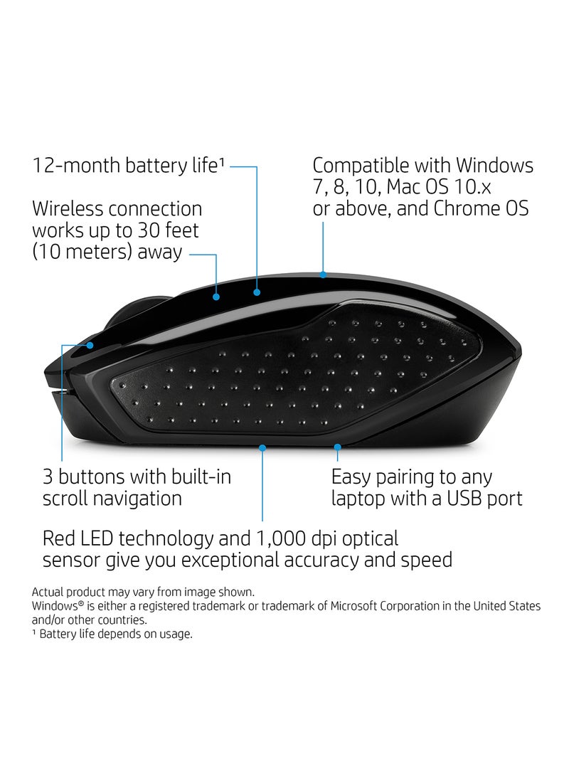 Wireless Mouse 200 Optical Sensor - X6W31AA#ABB | Black