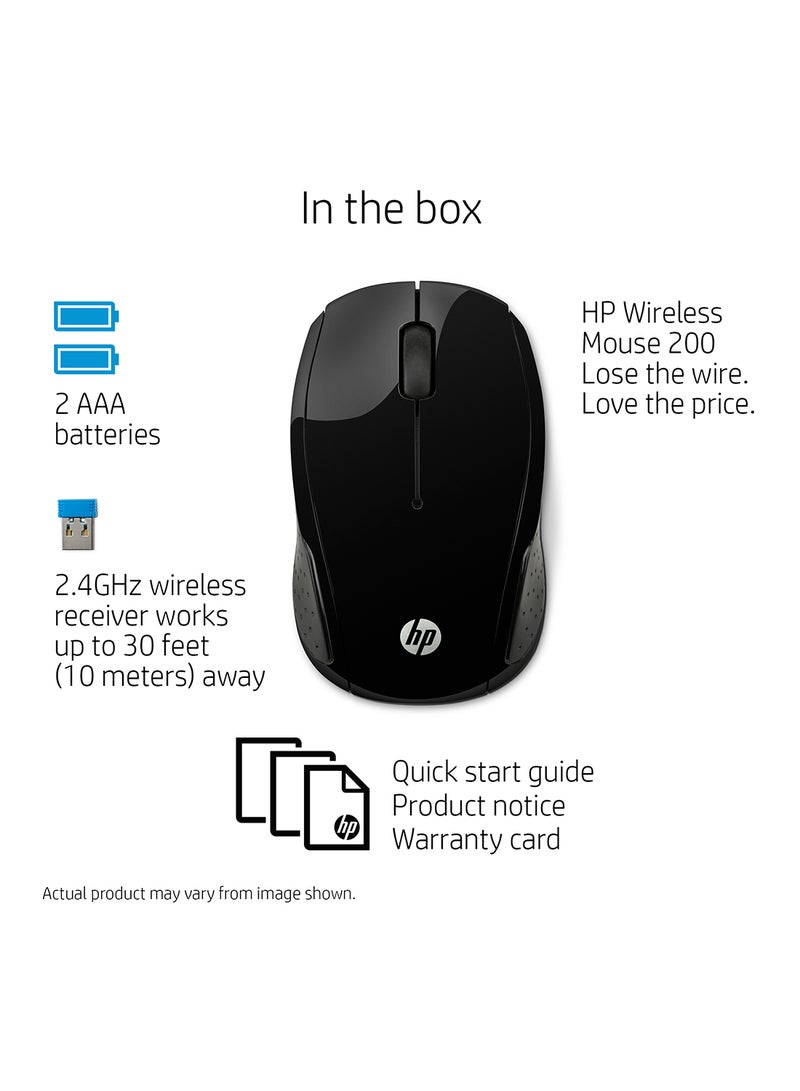 Wireless Mouse 200 Optical Sensor - X6W31AA#ABB | Black