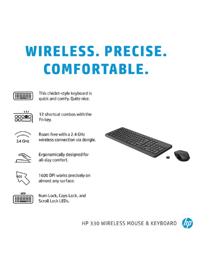HP Wireless Black Keyboard and Mouse, 2.4GHz Wireless Connection and 1600 DPI, 3 Years Warranty Black - Image 3