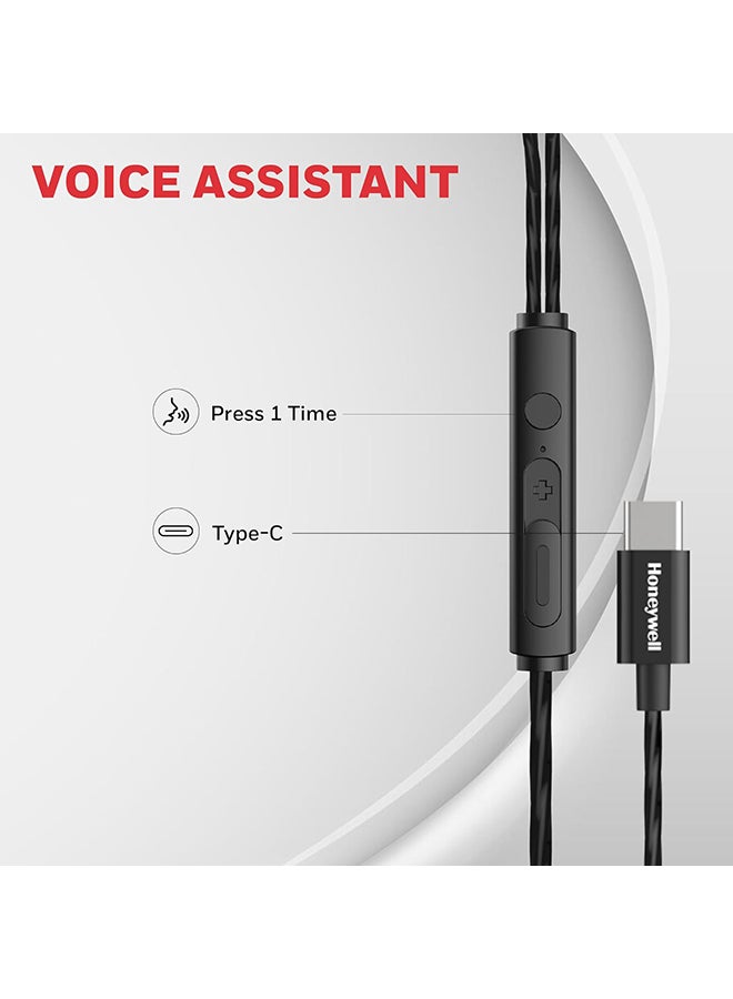 هوني ويل سماعات سوانو P60 السلكية مع ميكروفون مدمج 10 مم 2 سائقين إلغاء الضوضاء السلبي صوت عميق وصوت واضح جودة ميكروفون فائقة الدقة متوافقة مع نوع C تدعم المساعد الصوتي 1.2 متر أسود - Image 5