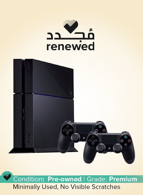Renewed -  PlayStation 4 500GB Fat Black With 2 Controller
