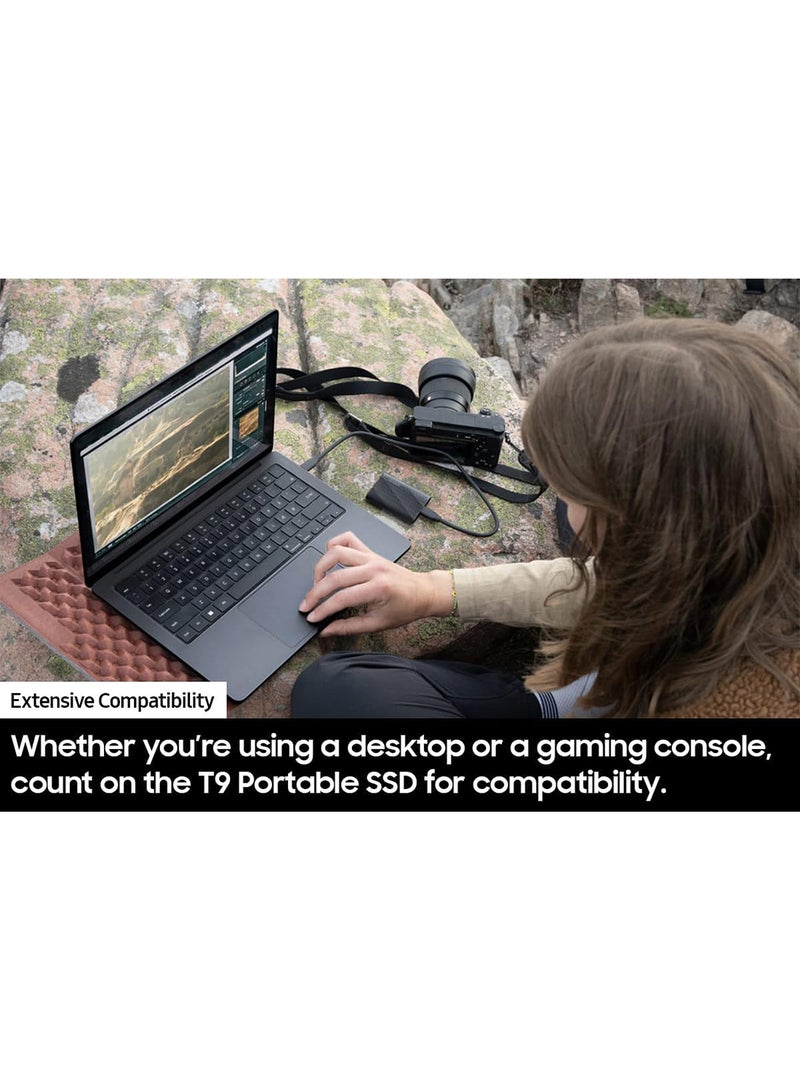 Samsung - T9 4TB, Portable SSD, up to 2000MB/s, USB 3.2 Gen 2x2 (20Gbps) NVMe, Rugged, for Photographers, Content Creators and Gaming, External Solid State Drive (MU-PG4T0B/AM) 4 TB - Image 1