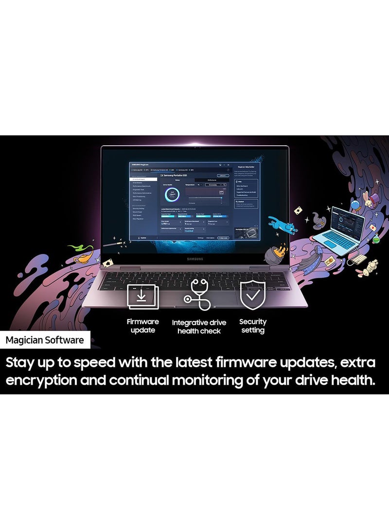 Samsung - T9 4TB, Portable SSD, up to 2000MB/s, USB 3.2 Gen 2x2 (20Gbps) NVMe, Rugged, for Photographers, Content Creators and Gaming, External Solid State Drive (MU-PG4T0B/AM) 4 TB - Image 1