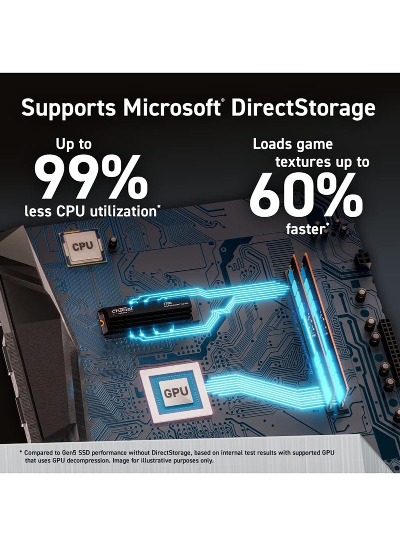 crucial T700 1TB PCIe Gen5 NVMe M.2 Internal SSD, Up to 11700 MB/s Read & 9500 MB/s Write Speed's, 232-layer TLC NAND, Up to 600TB Endurance, 1.5 Million Hours MTTF, Black | CT1000T700SSD3 1 TB - Image 4