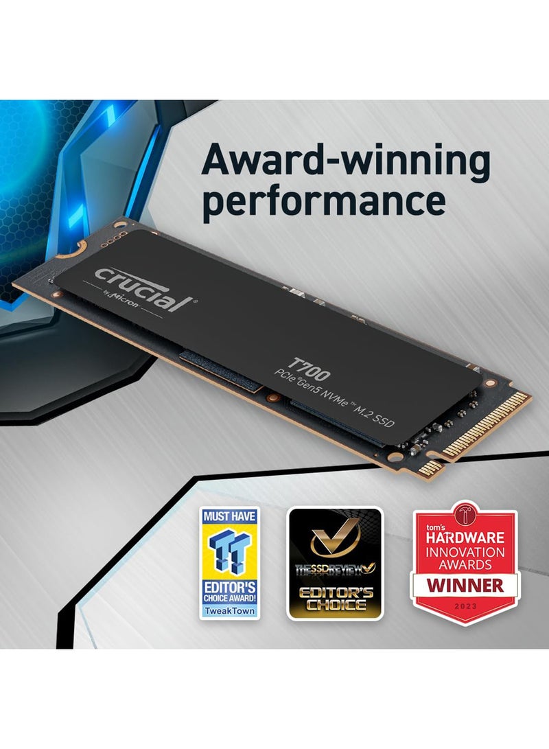 crucial T700 1TB PCIe Gen5 NVMe M.2 Internal SSD, Up to 11700 MB/s Read & 9500 MB/s Write Speed's, 232-layer TLC NAND, Up to 600TB Endurance, 1.5 Million Hours MTTF, Black | CT1000T700SSD3 1 TB - Image 3