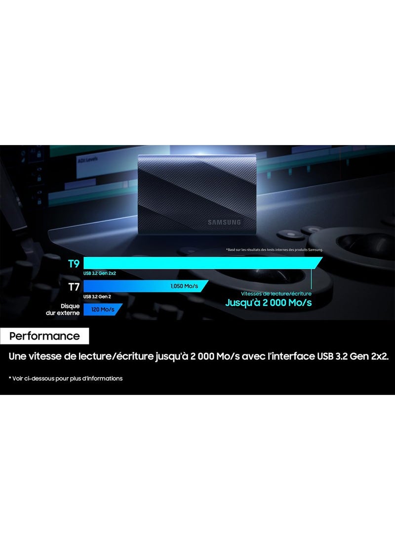 Samsung MU-PG1T0B/EU Portable SSD T9, 1TB, 2000MB/s Read, 1950MB/s Write, USB 3.2 Gen.2x2, External Hard Drive for Professional Users, Compatible with Mac, PC, Smartphone and 12K Cameras 1 TB - Image 5