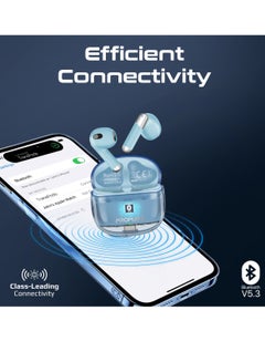 PROMATE Earbuds, In-ear True Wireless Bluetooth V5.3 Earphones With Transparent Case, 26-hour Playback Time, Intelligent Touch Controls And 350Mah Battery Capacity For Smartphones, Transpods Blue  - Image 5