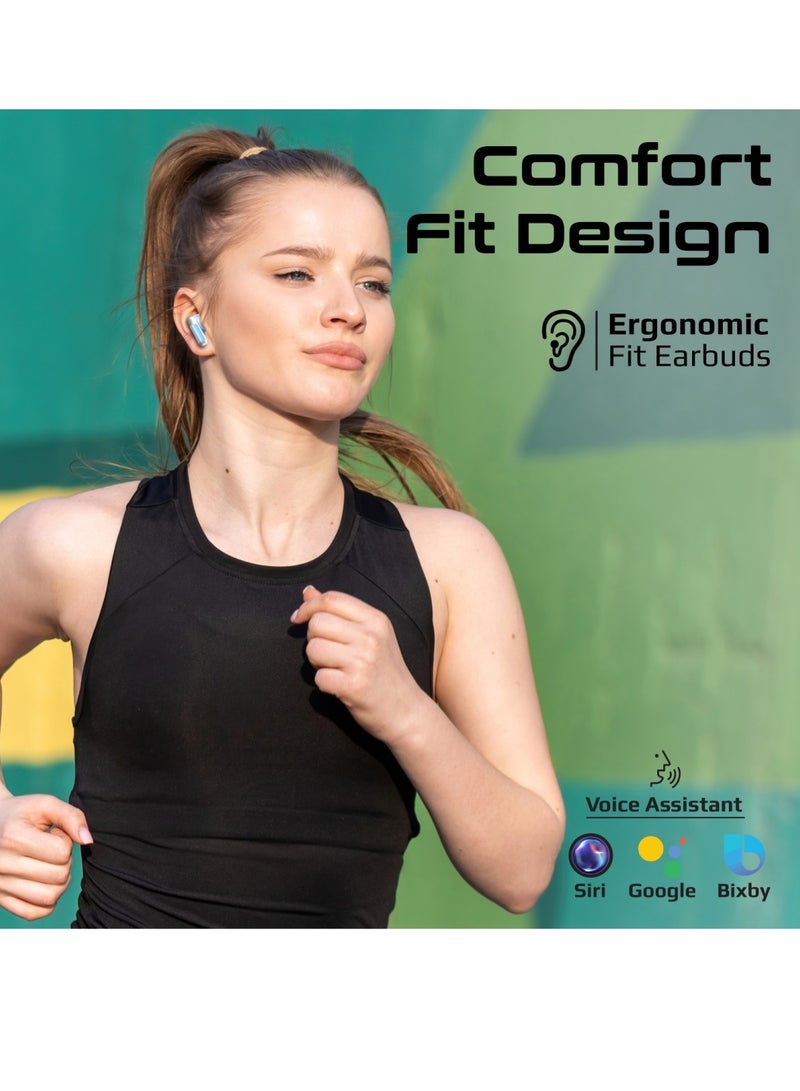 PROMATE - Earbuds, In-ear True Wireless Bluetooth V5.3 Earphones With Transparent Case, 26-hour Playback Time, Intelligent Touch Controls And 350Mah Battery Capacity For Smartphones, Transpods Blue - Image 1