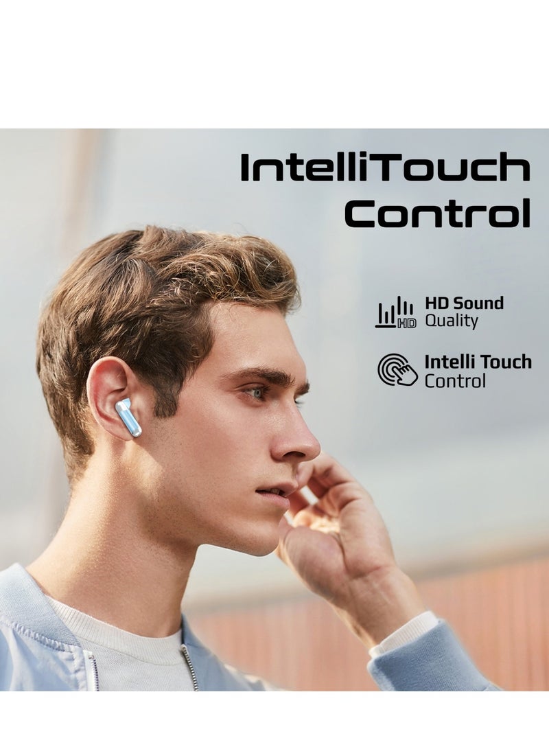 PROMATE - Earbuds, In-ear True Wireless Bluetooth V5.3 Earphones With Transparent Case, 26-hour Playback Time, Intelligent Touch Controls And 350Mah Battery Capacity For Smartphones, Transpods Blue - Image 1