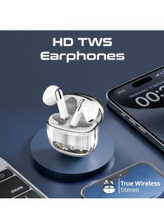 PROMATE Earbuds, In-ear True Wireless Bluetooth V5.3 Earphones With Transparent Case, 26-hour Playback Time, Intelligent Touch Controls And 350Mah Battery Capacity For Smartphones, Transpods White  - Image 2