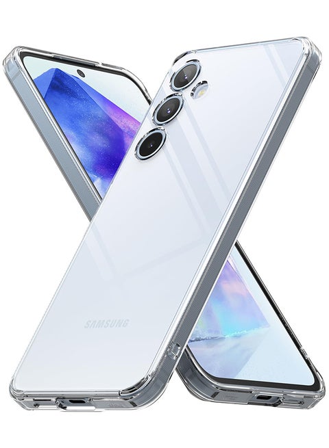 Fusion Case For Samsung Galaxy A55 5G 2024, Anti-Fingerprint Phone Case, Shockproof Protective Bumper Cover For Galaxy A55 Clear