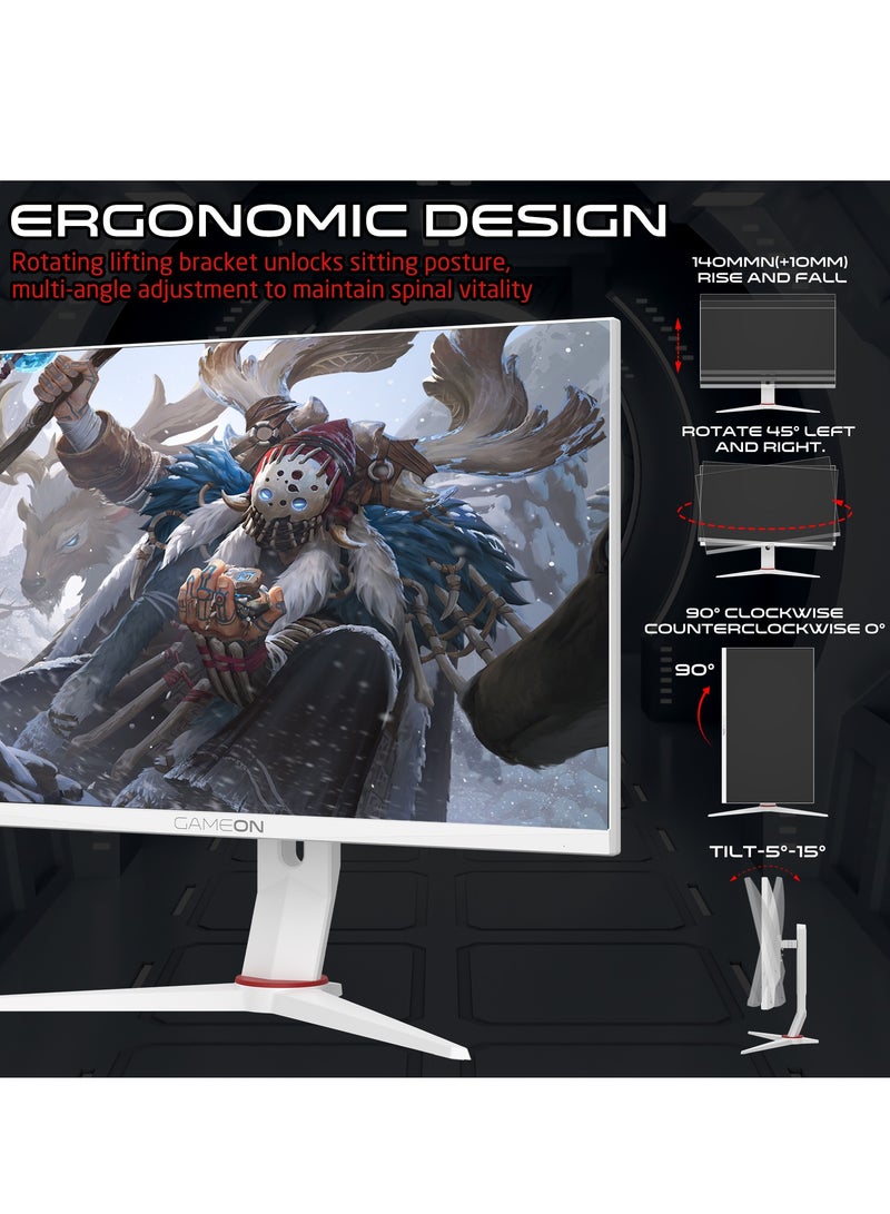 GameOn - Artic Pro Series 27 Inch Gaming Fast IPS Monitor with RGB Backlight FHD 360Hz 0.5ms HDMI 2.1 MPRT VESA mount Adaptive-Sync G-Sync compatible Support PS5 - GOA27FHD360IPS White - Image 1