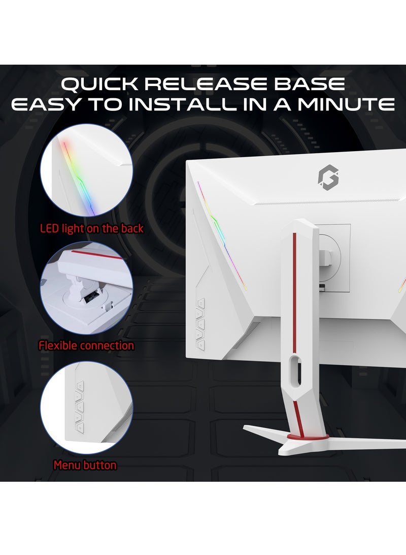GameOn - Artic Pro Series 27 Inch Gaming Fast IPS Monitor with RGB Backlight FHD 360Hz 0.5ms HDMI 2.1 MPRT VESA mount Adaptive-Sync G-Sync compatible Support PS5 - GOA27FHD360IPS White - Image 1