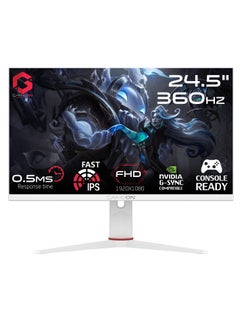 شاشة ألعاب GOA24FHD360IPS Artic Pro Series 24 بوصة FHD، IPS سريع 360 هرتز، شاشة E-LED MPRT 0.5 مللي ثانية، HDMI 2.1، حامل VESA، مزامنة G-Sync مع عناصر RBG (يدعم PS5) أبيض