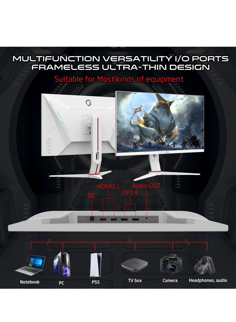 جايم أون - شاشة ألعاب GOA24FHD360IPS Artic Pro Series 24 بوصة FHD، IPS سريع 360 هرتز، شاشة E-LED MPRT 0.5 مللي ثانية، HDMI 2.1، حامل VESA، مزامنة G-Sync مع عناصر RBG (يدعم PS5) أبيض - Image 1