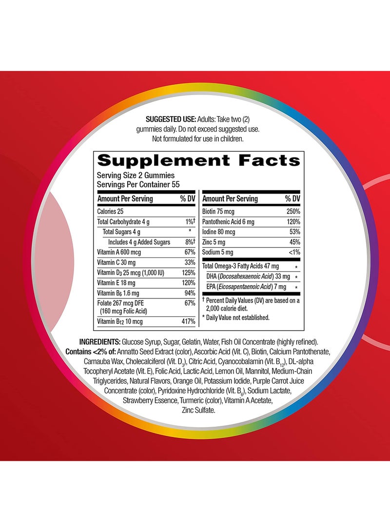 Centrum - Multi With Omega-3 Multigummies Natural Strawberry Lemon And Orange110 Gummies - Image 1