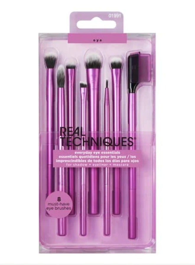 REAL TECHNIQUES Everyday Eye Essentials Makeup Brush Kit Eye Makeup Brushes for Eye Liner Eyeshadow Brows and Lashes Synthetic Bristles Cruelty-Free and Vegan 8 Piece Set Multicolor - Image 2