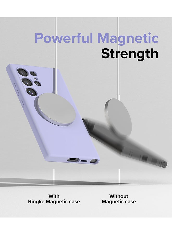 Ringke Silicone Magnetic For Samsung Galaxy S24 Ultra Case Cover Powerful Magnet Long Lasting Silky Feel Anti-Fingerprint Back Cover Lavender  - Image 4