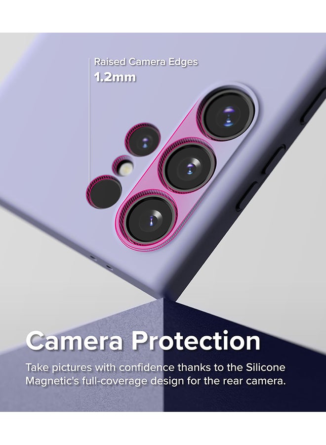 Ringke Silicone Magnetic For Samsung Galaxy S24 Ultra Case Cover Powerful Magnet Long Lasting Silky Feel Anti-Fingerprint Back Cover Lavender  - Image 5