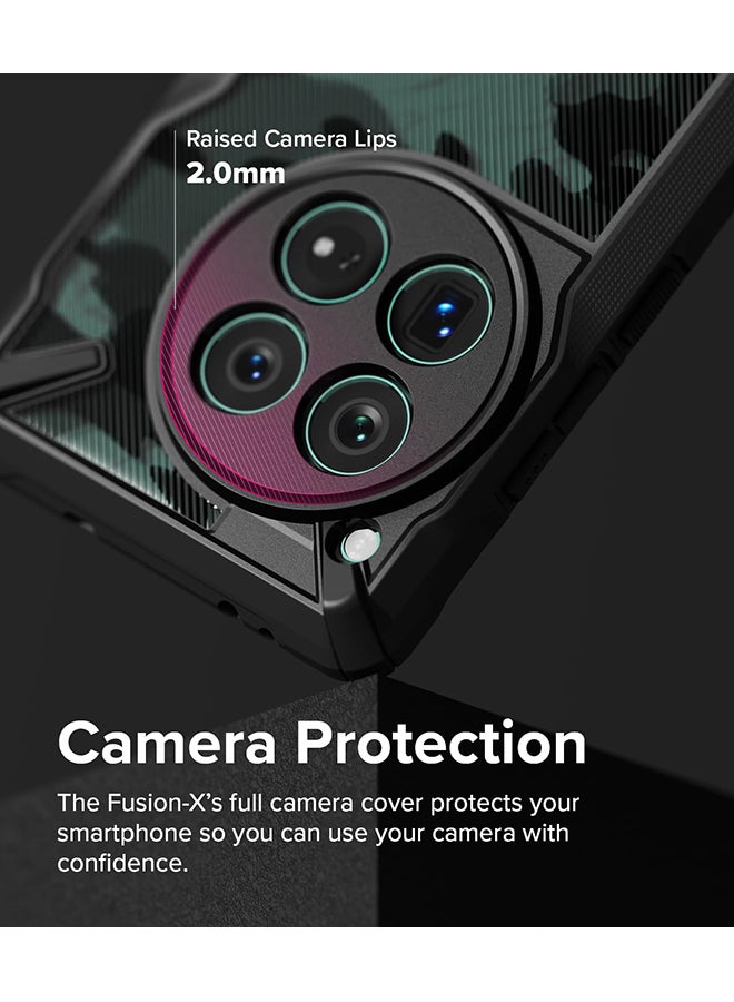 Ringke Fusion-X Case For OnePlus 12 2024, Military-Grade Protection Anti-Scratch Advanced Rugged Heavy Duty Bumper PC + TPU Cover Camo Black  - Image 4