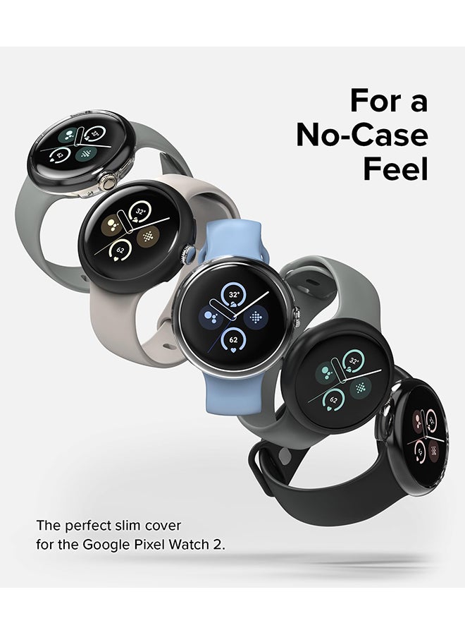 رينجك حافظة رفيعة لساعة جوجل بيكسل 2 41 مم 2023 بإطار فقط وغطاء صلب رفيع من البولي كربونات - شفاف وأسود غير لامع، قطعتان - Image 3