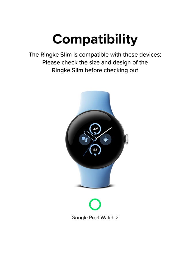 رينجك حافظة رفيعة لساعة جوجل بيكسل 2 41 مم 2023 بإطار فقط وغطاء صلب رفيع من البولي كربونات - شفاف وأسود غير لامع، قطعتان - Image 2