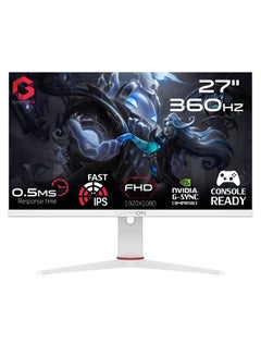 GOA27FHD360IPS Artic Pro Series 27 بوصة، شاشة IPS سريعة للألعاب مع إضاءة خلفية RGB - FHD 360 هرتز، 0.5 مللي ثانية، HDMI 2.1، حامل MPRT VESA، متوافق مع Adaptive-Sync G-Sync (يدعم PS5) أبيض