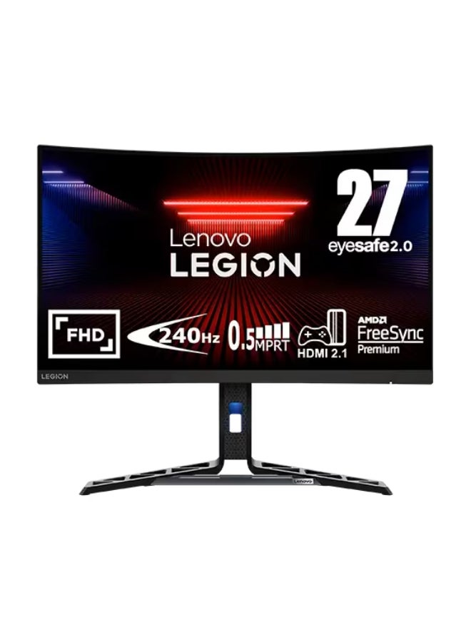 Lenovo 27" Legion R27fc-30 FHD Gaming Curved Monitor, VA, 0.5ms, 240Hz (1920 x 1080) Brightness 350 cd/m2, DP, HDMI, FreeSync Premium, Integrated Speaker - 67B6GAC1UK Black - Image 1
