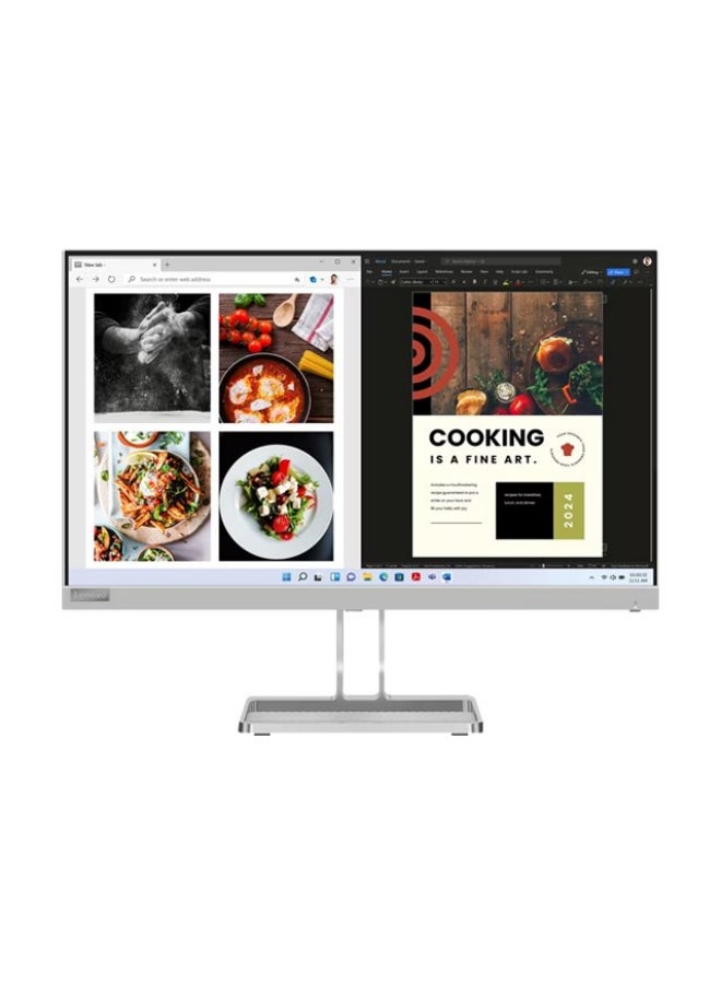 Lenovo 23.8" L24i-40 FHD Flat Monitor, IPS, 4ms, 100Hz (1920 x 1080) Brightness 250 cd/m2, VGA, HDMI, FreeSync, Integrated Speaker - 67A8KAC3UK Cloud Grey  - Image 1