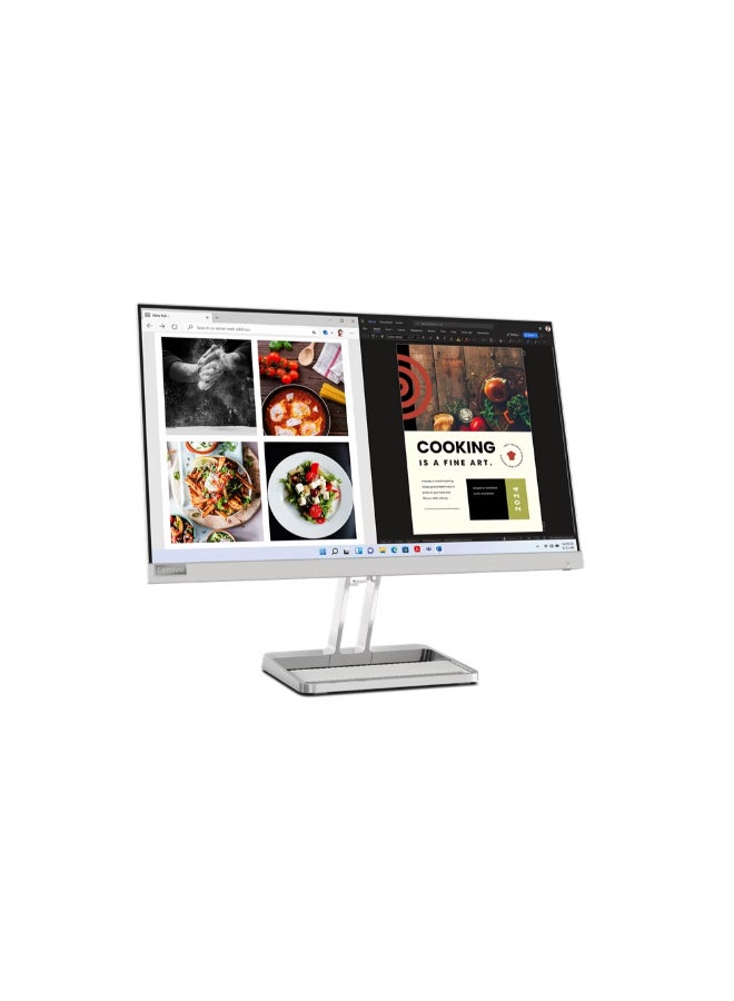 Lenovo 23.8" L24i-40 FHD Flat Monitor, IPS, 4ms, 100Hz (1920 x 1080) Brightness 250 cd/m2, VGA, HDMI, FreeSync, Integrated Speaker - 67A8KAC3UK Cloud Grey  - Image 2