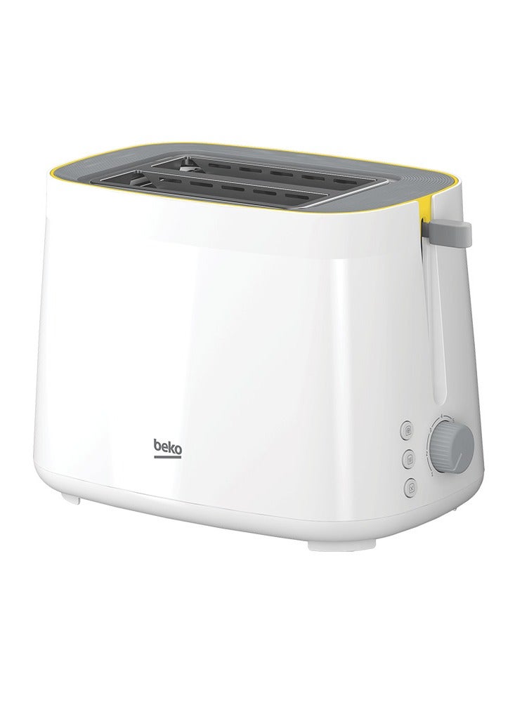 Beko 2 Slice Toaster, High lift function, Retractable crumb tray, 7 browning levels, Defrost Function 800 W TAM4220W White Creamy Color  - Image 1