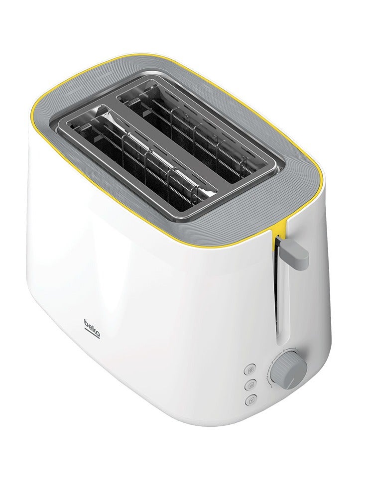 Beko 2 Slice Toaster, High lift function, Retractable crumb tray, 7 browning levels, Defrost Function 800 W TAM4220W White Creamy Color  - Image 3